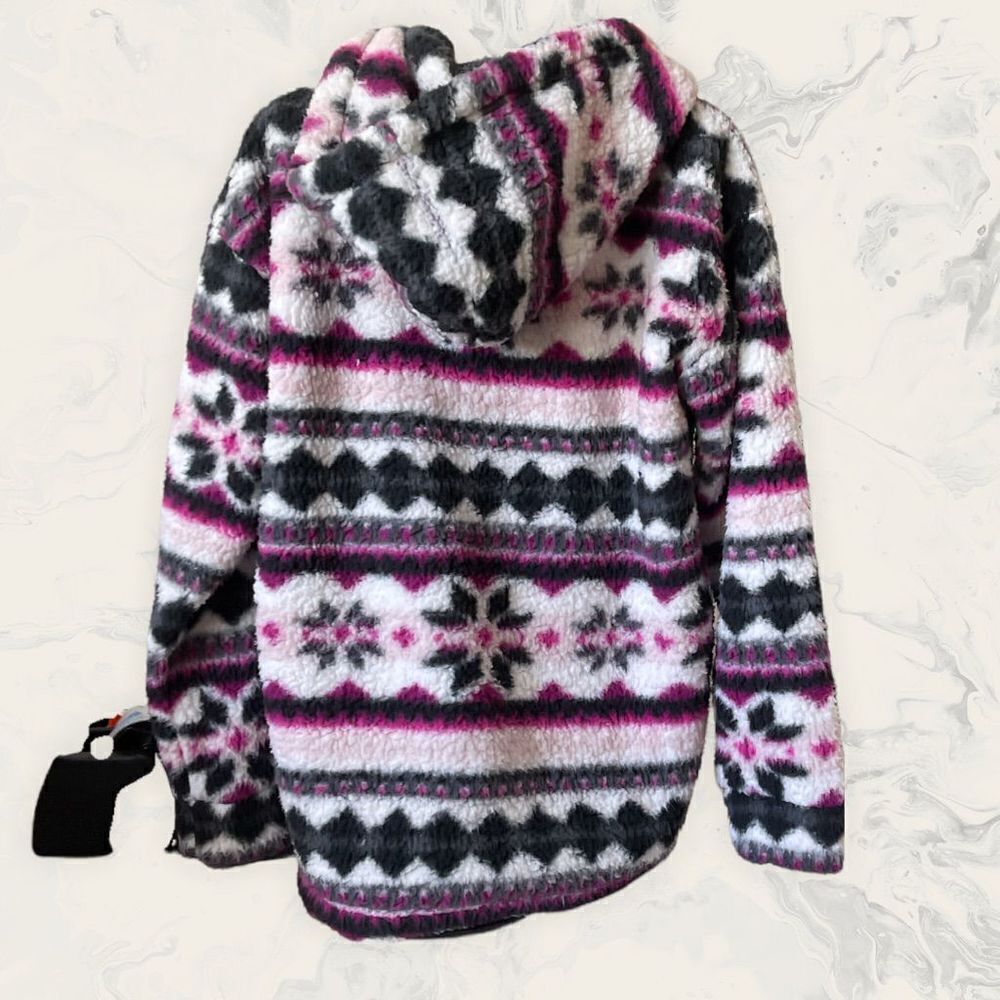 MARC NEW YORK Printed Quarter Zip Fleece - Size S - white/ wine